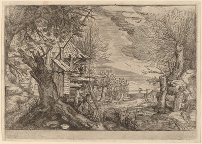 Krajina se srubem u řeky od Dutch 17th Century, formerly Jacques de Gheyn II