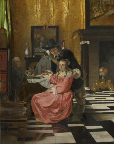 Interiér se ženou, která odmítá sklenku vína, c. 1660 od Dutch Master