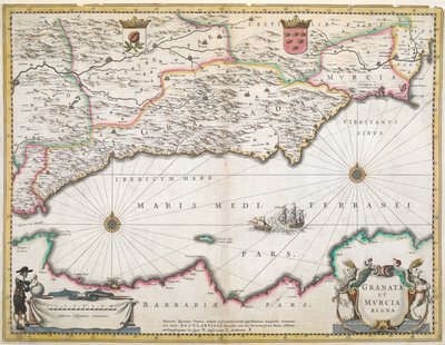 Mapa regionů Granada a Murcia ve Španělsku ze 17. století od Dutch School