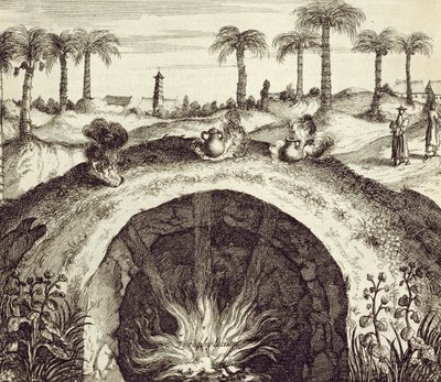 Obří podzemní parní hrnec z Číny Ilustrovaný Athanasiem Kircherem (1601-80) 1667 od Dutch School