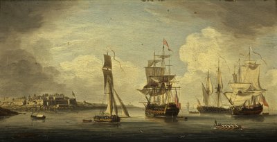 Mořský přístav (olej na panelu, mahagon) od Dutch School