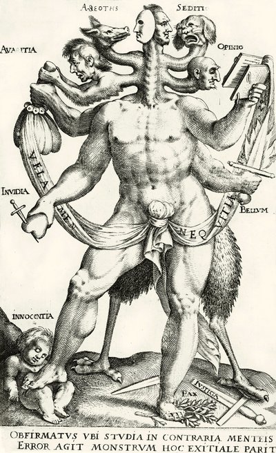Arminianismus jako pětihlavé monstrum od Dutch School