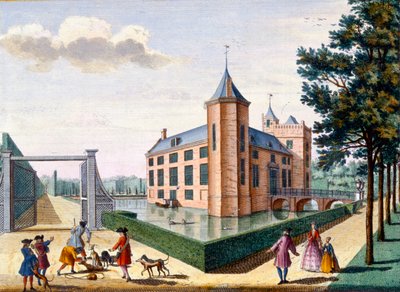 Hrad Assumburg, od Het Zeganpralent Kennemerlant od Hendricka de Letha a Matthiase Brouerius Van Nidek, vydáno kolem 1700-1730 od Dutch School