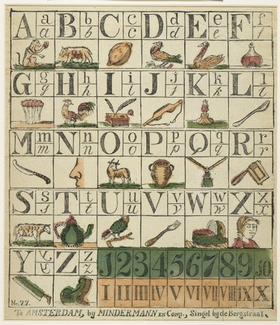 Dětská abeceda (ručně kolorovaný dřevoryt) od Dutch School