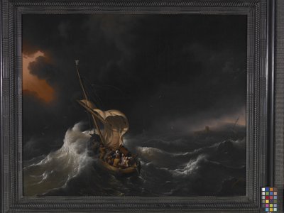 Kristus v bouři na Galilejském moři (olej na plátně) od Dutch School