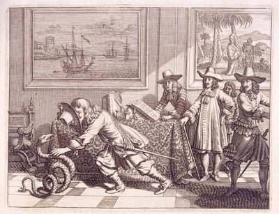 Jednání s Cobrou, která napadla pokoje holandských důstojníků, 1672 od Dutch School