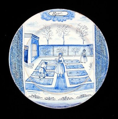 Delftware talíř zobrazující měsíc březen (cínem glazovaná kamenina) od Dutch School