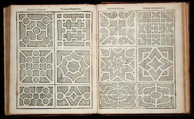 Návrhy parterů, z „Holandského zahradníka“ od Johanna van der Groena, vydáno 1699 (rytina) (viz také 171922 od Dutch School