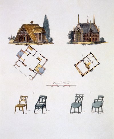 Zahradní dekorace, z Magazine of Garden Gems od G. van Laara, vydaného v roce 1802 od Dutch School