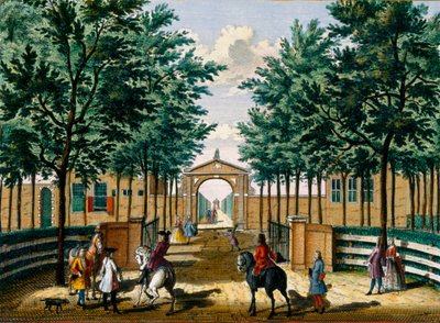 Zahrady letohrádku Francoise van Haringkaspela, z knihy Het Zeganpralent Kennemerlant od Hendricka de Letha a Matthiase Broueria Van Nideka, vydané asi v letech 1700-1730. od Dutch School