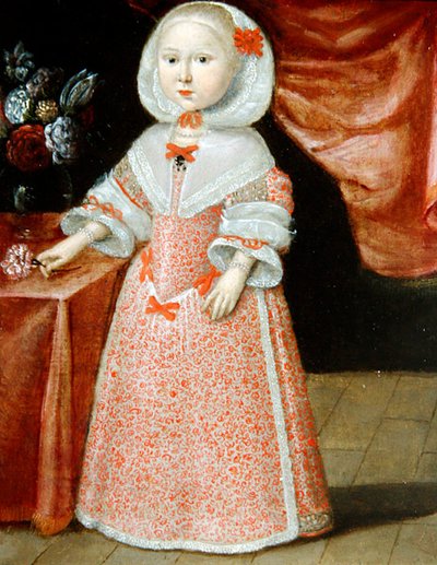 Dívka drží růžový a bílý květ, cca 1640 (olej na mědi) od Dutch School
