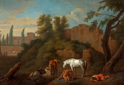 Krajina se spícím chlapcem, kolem 1650 od Dutch School