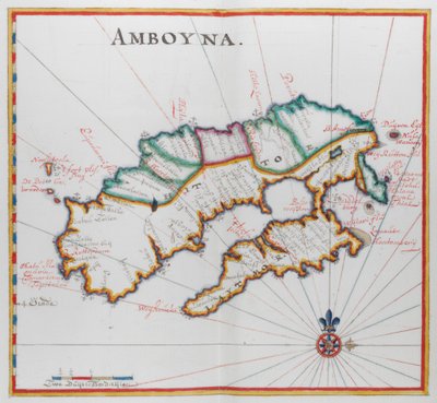 Mapa Amboyna, ostrov v Indickém oceánu. od Dutch School