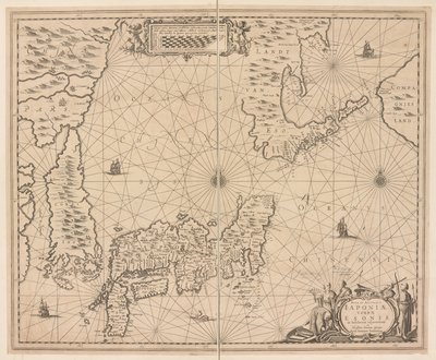 Mapa Japonska, nový a přesný popis Japonska, země Eson a přilehlých ostrovů od Snowy Discovery od Dutch School
