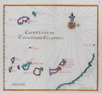 Mapa Kanárských ostrovů. od Dutch School