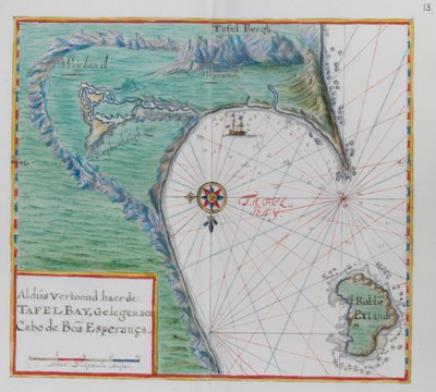 Mapa mysu Dobré naděje. Table Bay, Jižní Afrika. od Dutch School