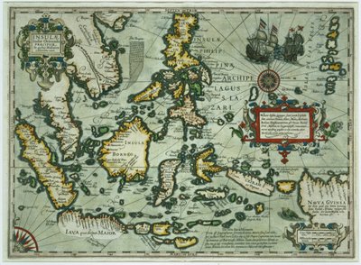 Mapa Východní Indie, pub. 1635 v Amsterdamu (ručně kolorovaná rytina) od Dutch School