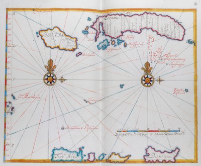 Mapa ukazuje Bouro a Ceram (Seram), Indonésie. od Dutch School