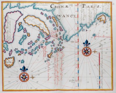 Mapa zobrazující část pobřeží Číny a ostrovy. od Dutch School