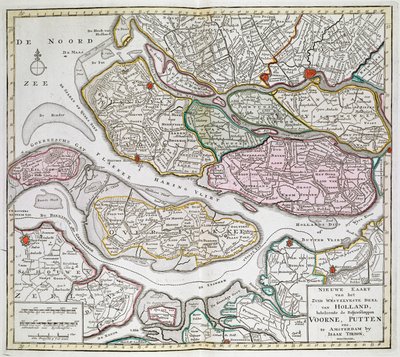 Nová mapa jihozápadní části Holandska, včetně soudních vykonavatelů Voorne, Putten atd. [Třicet šest map Nizozemska] Isaak TirionBetween 1739 and 1757. od Dutch School