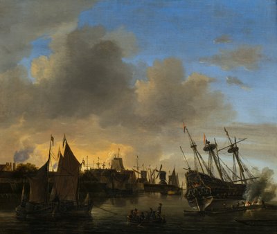 Četné lodě v holandském přístavu od Dutch School
