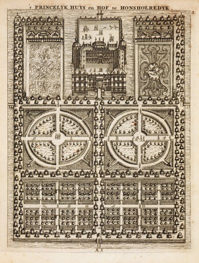 Palác Honsholredyk, z knihy Holandský zahradník od Johanna van der Groena, vydané roku 1699. od Dutch School
