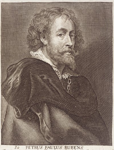 Portrét Petera Paula Rubense (1577-1640), deska 30 ze série portrétů umělců, vyryl Joannes Meyssens (1612-70) od Dutch School