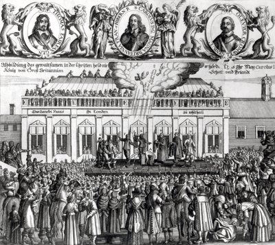 Stětí krále Karla I. (1600-49) 1649 (rytina) (černobílá fotografie) od Dutch School