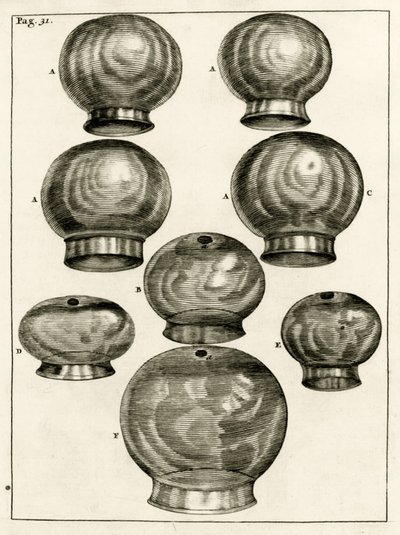 Různé baňkové sklenice, z The Practice of Medicine od Frederika Dekkerse, 1694 od Dutch School