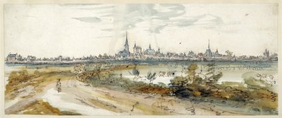 Pohled na Calcar, konec 17. století (pero a hnědý inkoust s akvarelem na papíře) od Dutch School