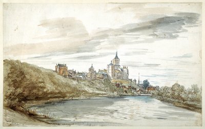 Pohled na Cleves, konec 17. století (pero a hnědý inkoust s akvarelem a tělovou barvou na papíře) od Dutch School