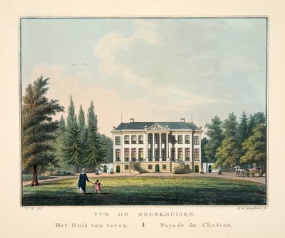 Vue de Broekhuisen. Dům zepředu. Facade du Chateau od Dutch School