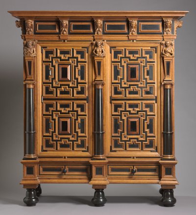 Šatní skříň (Kast), vyrobená v Holandsku, cca 1625-1650 (dub s ebenovou a palisandrovou dýhou) od Dutch School