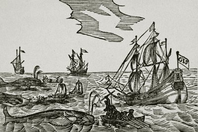 Velrybářské lodě z „Journael“ Jacoba Segersze van der Brugge od Dutch School