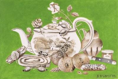 Čaj, 1993 (akryl na papíře) od E.B. Watts
