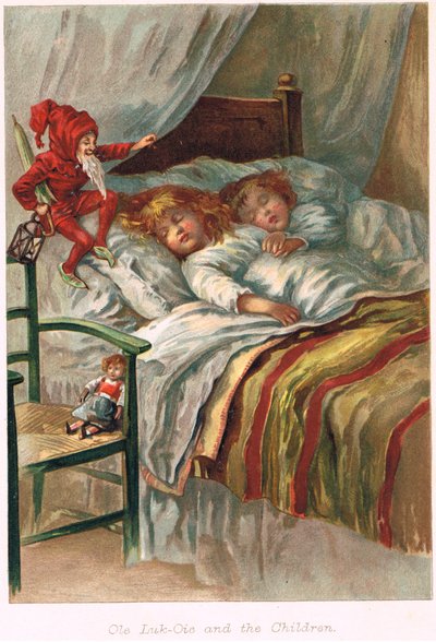 Ole-Luk-Oie v edici Pohádek od Hanse Christiana Andersena, kolem roku 1900 od E.S. Hardy