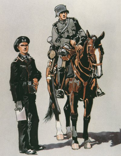 Tankový důstojník a jízdní voják německé armády od E. (after) Dobrich