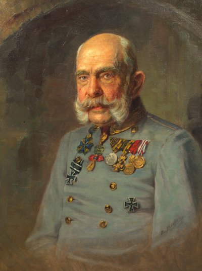 Císař František Josef I. ve služební uniformě rakouského polního maršála od E. Bieber