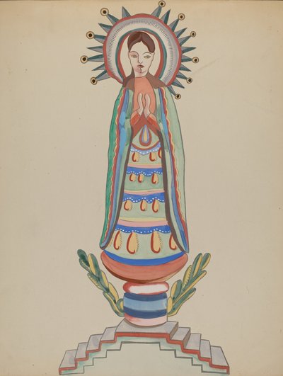 Nové Mexiko, "Bulto", Polychromovaná dřevěná figurka od E. Boyd
