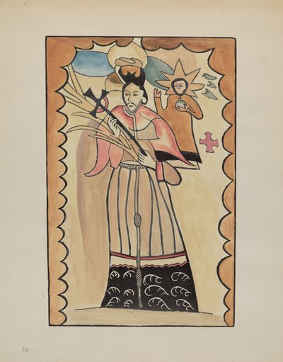 Svatý Jan Nepomucký-malovaný na Buffalo Hide před rokem 1800, 19351942. od E. Boyd