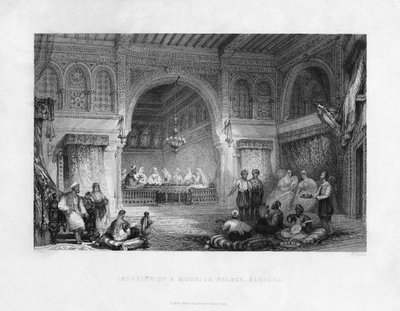 Interiér maurského paláce, Alžír, Alžírsko, 1839 od E. Challis