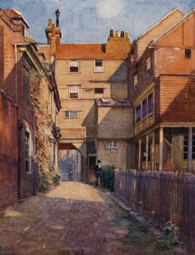 Eton: The Old Christopher Yard (barevné lito) od E. D. Brinton