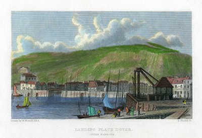 Místo přistání, vnější přístav, Dover, Kent, 19. století. od E. Finden