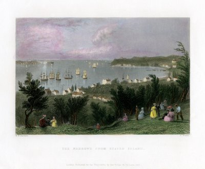 The Narrows při pohledu ze Staten Island, New York, USA, 1837. od E. Finden