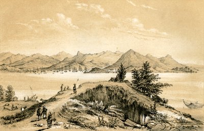 Zátoka a ostrov Hong Kong, 1847 od E Gilks