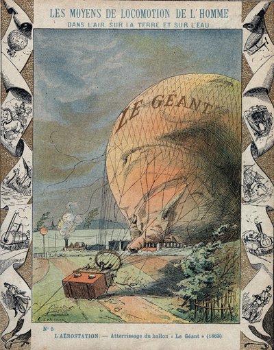 Pád aerostatu Le Giant poblíž Hannoveru - říjen 1863 od E. Letellier