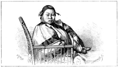 Žena se svázanýma nohama, Čína, 19. století od Etienne Antoine Eugene Ronjat