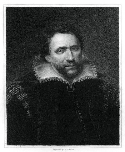 Benjamin Jonson , anglický renesanční dramatik, básník a herec, 1834. od E. Scriven