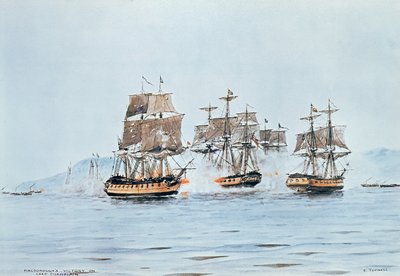 Komodor Macdonough v Saratoze poráží Brity v bitvě u jezera Champlain od E. Tufnell