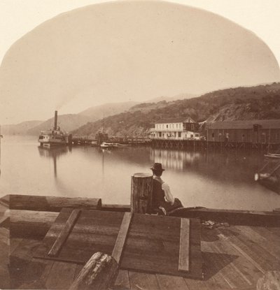 Sausalito z N.P.C.R.R. Wharf, Pohled na jih, ca. 1868. od Eadweard Muybridge
